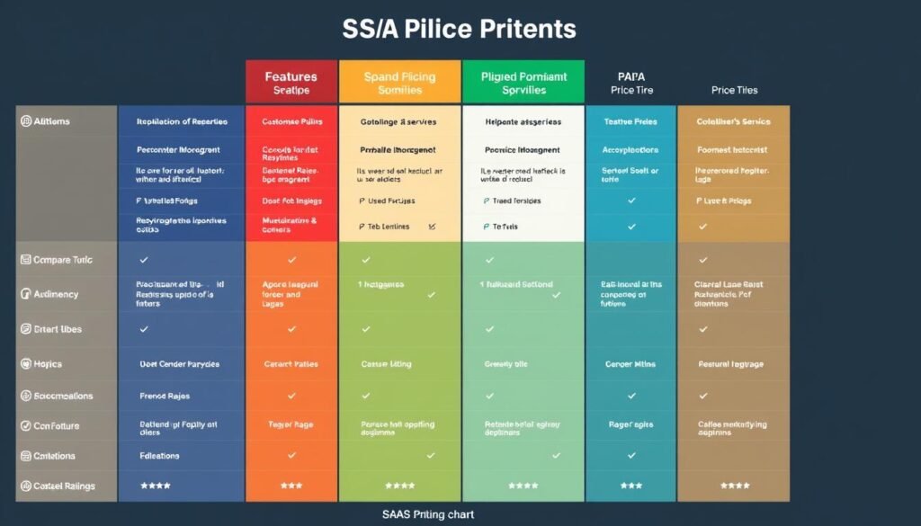 SaaS pricing comparison chart